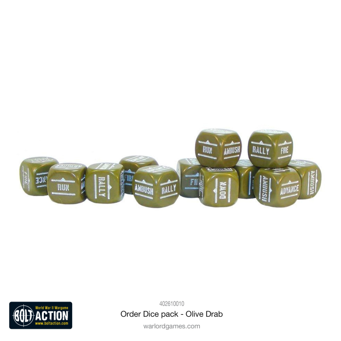 Bolt Action – Orders Dice – Olive Drab